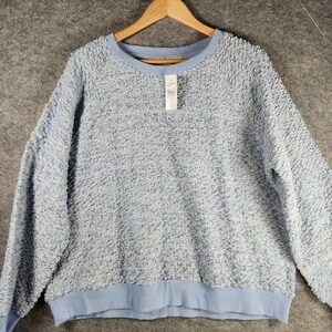 LOFT Textured 3D Light Blue Sweater Womens XL Crew Neck Long Sleeve Casual Knit